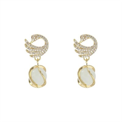 alysa Gold Plated Peacock Designer Earrings with Cubic Zirconia Stones Drop Earrings Alloy Drops & Danglers