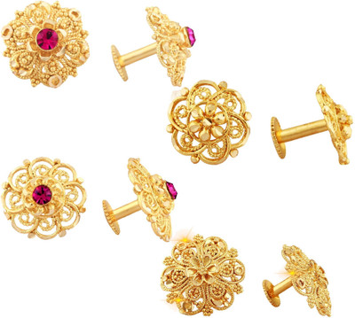 VIGHNAHARTA Golden Alloy Stud Earrings Combo Set(4 Pair Earrings ) Cubic Zirconia Alloy Stud Earring