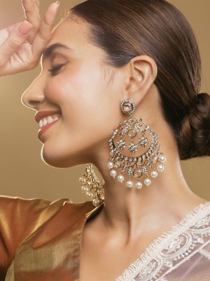 RUBANS 18K Gold Plated Cubic Zirconia Alloy Chandbali Earring