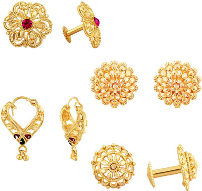 VIGHNAHARTA Vighnaharta Golden Alloy Stud Earrings Combo Set(4 Pair Earrings ) Cubic Zirconia Alloy Stud Earring