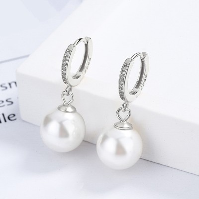 MYKI Fabulous Pearl Zircon Drop Earrings For Women & Girls Swarovski Zirconia Metal Drops & Danglers