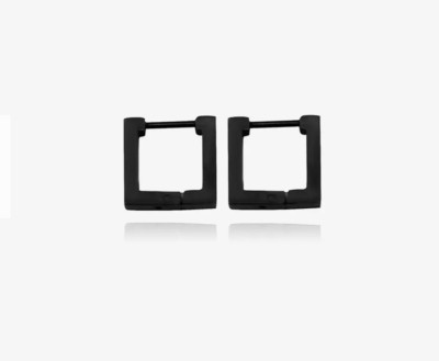 Vipunj Piyush Enterprises Stylish Black Unisex Square Huggie Earrings Stainless Steel Huggie Earring