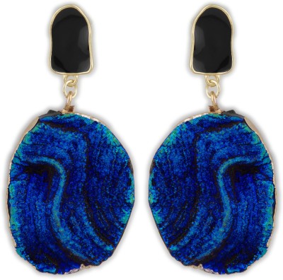 E2O Gold Plated Blue Beads crafted contemporary Drop earring Beads Brass Drops & Danglers