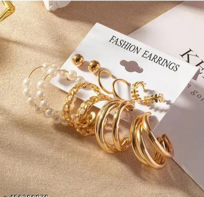 Adcraft Combo for women & girls korean western stylish fancy letest pearl stud Earrings Stainless Steel Tassel Earring