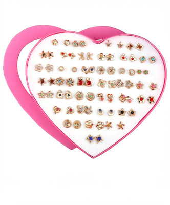 Myra Collection Golden look Set of 36 Earrings for Women Plastic Stud Earring