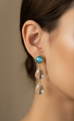 StyraHub Earings 6 Crystal Brass, Alloy Drops & Danglers