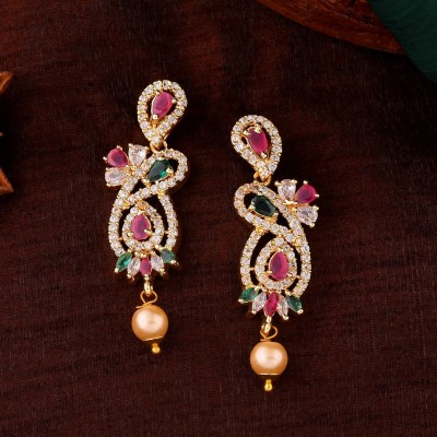 Estele Gold Plated Pearl Brass Drops & Danglers