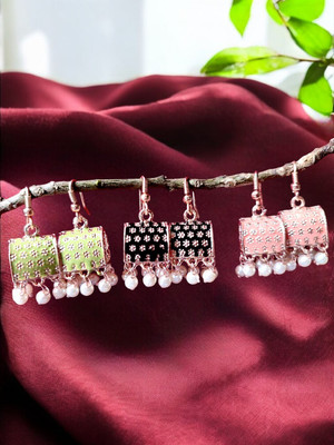 SHILPRI CREATIONS Meenakari Pearl Earrings Brass Jhumki Earring