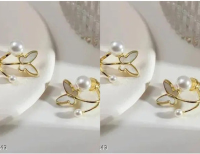 RISHASTYLE Pearl and gold plated earrings combo of Two Zircon Alloy Stud Earring