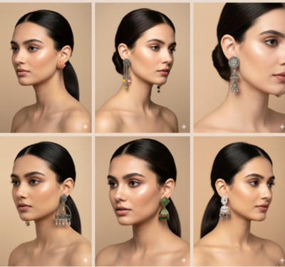 OHSO TRENDY Stylish Women’s Designer Earrings Set | Combo of 6 Alloy Stud Earring, Jhumki Earring, Hoop Earring