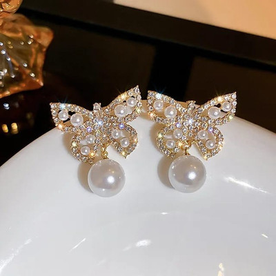 MAHADEV CREATION Korean Amezing New Pear Earring Crystal Alloy Stud Earring