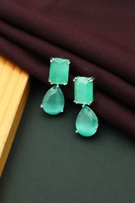 SAIRAM TEX FAB Earring Cubic Zirconia, Diamond Brass, Copper Stud Earring