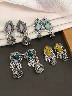 Janki Creation Korean Beautiful Unique Design Onyx Alloy Chandbali Earring, Drops & Danglers, Jhumki Earring, Stud Earring