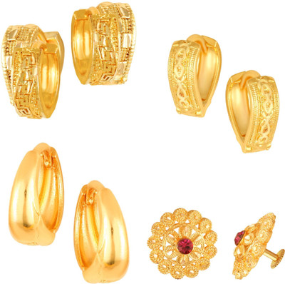 VIGHNAHARTA Goldens Combo Set(Sales Package-4 Pair Earrings ) Cubic Zirconia Alloy Clip-on Earring, Stud Earring