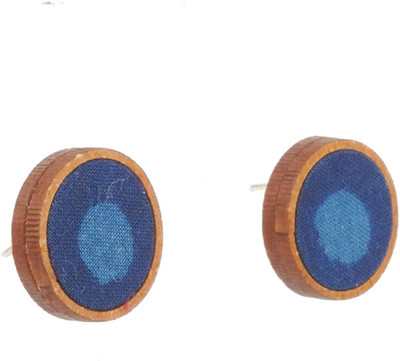 Whe Indigo Upcycled Fabric and Repurposed Wood Stud Wood Ear Thread