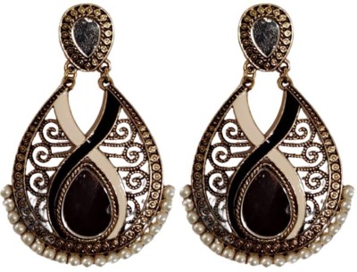 La Belleza Antic Gold Black Drop Dangler Earring WE Alloy Drops & Danglers