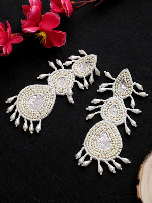 CARDINAL Geometric Design Cream Color Earrings Set Fabric Earring Set