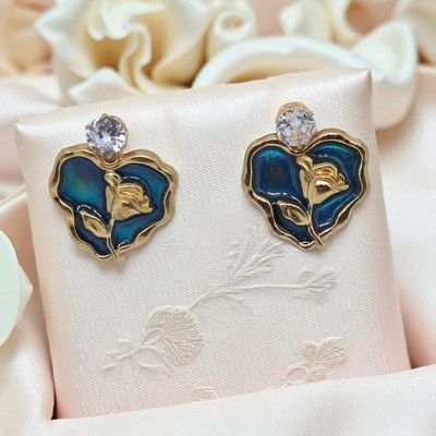 Happy Shimmers Enamel Gold Earring Alloy Stud Earring