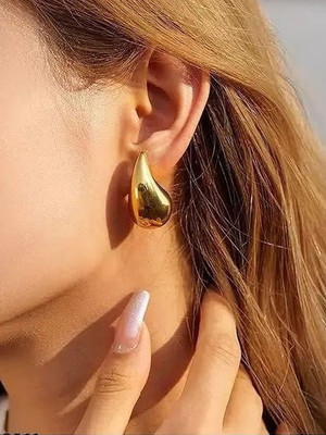 Dressberry Gold Toned Teardrop Shaped Earrings Alloy Drops & Danglers
