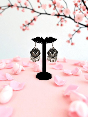 TANSUM COLLECTION Oxidized Silver Jhumka Earrings for Women Traditional Festive Wear for Diwali Brass Drops & Danglers
