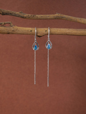CLARA Droplet Cubic Zirconia Sterling Silver Ear Thread