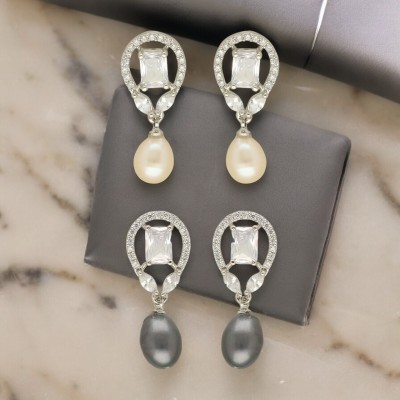 Sri Jagdamba Pearls Vivid Combo Of 2 Pair Earrings Pearl Alloy Stud Earring