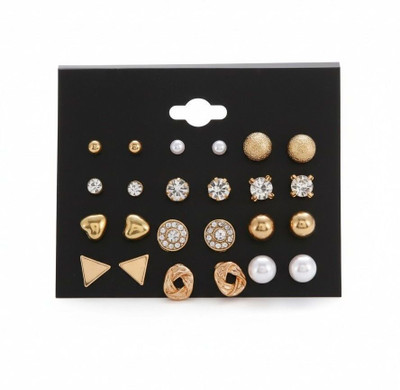 thefiorejewels Trendy Multi-Design Women's Stud Earrings Combo – Sparkle & Shine Alloy, Stone Stud Earring