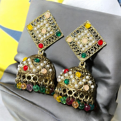 KATION ENTERPRISE Gold Plated Jhumki Earrings for Women | Pearl, Diamond & Crystal Drop Pearl Alloy Jhumki Earring