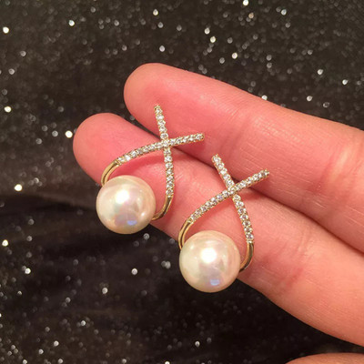 Nehdal Classy Korean Delights Dazzle with Stylish Cross shape Earrings Alloy Stud Earring