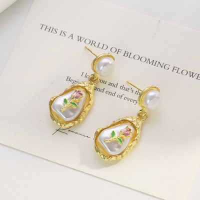 MEENAZ Earrings for women korean earing girl Moti flower Ear Ring stylish Western studs Pearl Gold, Alloy, Mother of Pearl, Stone Earring Set, Drops & Danglers