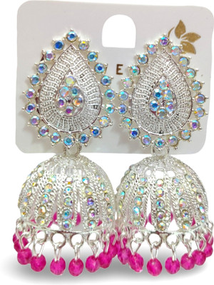 Zyra Jewelz Silver Plated Stone Studded with Colorful Beads Alloy Jhumki Earring