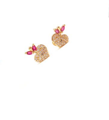 Royal Covering Stylish and Trendy 1 Gram Gold Plated (AD Stone) Stud Earring for Women & Girls Cubic Zirconia Copper, Brass Stud Earring