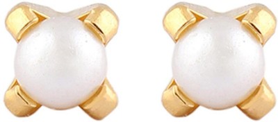 STUDEX 3MM White Pearl 24K Pure Gold Plated Metal Stud Earring