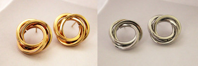 Bello Naari Rose Gold & Silver Anti Tarnish Korean Hoop Earrings for Women & Girls Alloy Drops & Danglers