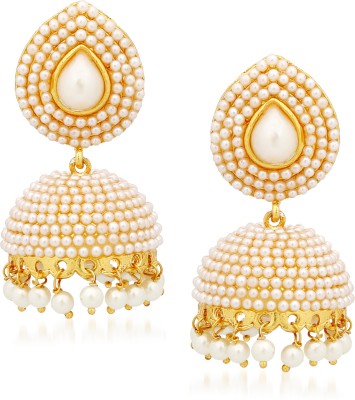 AMAAL Kundan Pearl Alloy, Brass Jhumki Earring