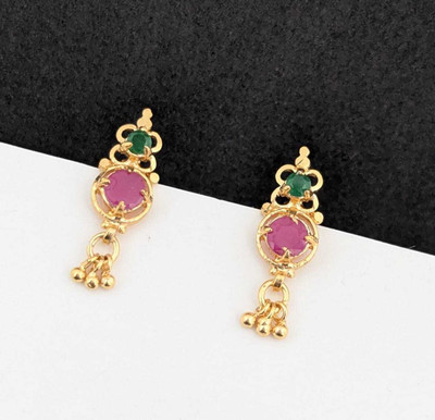 Rithvin Fashion Classic gold-plated ornate motif Earrings Cubic Zirconia Brass Stud Earring