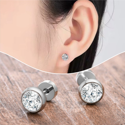 MAATRCHAAYA Piyush Enterprises Stylish Silver Plated Stone Studded Studs Cubic Zirconia Alloy Stud Earring