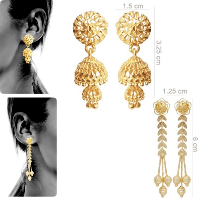 shriliya Fashionable Designer Gold Plated Layered Jhumki & Leaf Earringfor Girls & Women Brass, Alloy Jhumki Earring, Drops & Danglers, Earring Set, Tassel Earring, Stud Earring