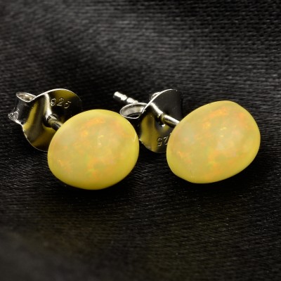 Pearlz Ocean Pearlz Gallery Yellow Ethiopian Beads gemstone studs for women Opal Sterling Silver Stud Earring