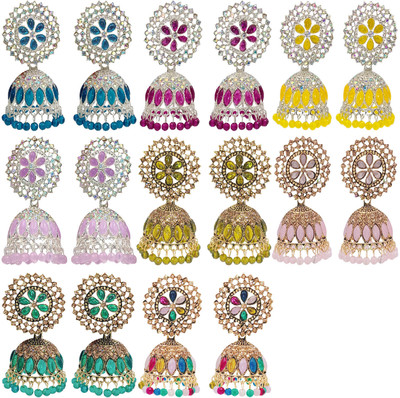 Malana Merino Jhumka Earrings for Women 8 Pairs Combo Traditional Jhumki Earrings Set Jhumkas Alloy Jhumki Earring