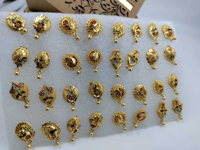 Ruby Tex Pavitra Beads Brass Stud Earring