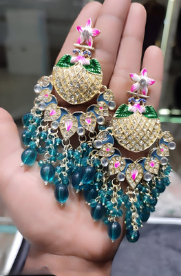 CHARBHUJA Chandbali earring for woemn or girls Cubic Zirconia Alloy Chandbali Earring