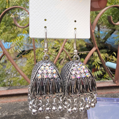 GUPIH JEWEL Traditonal Ethnic Pearl Studed Gold Platted Big Oxxidize Jhumka Jhumki For Women Alexandrite Brass Chandbali Earring, Earring Set, Earring Set, Jhumki Earring, Stud Earring