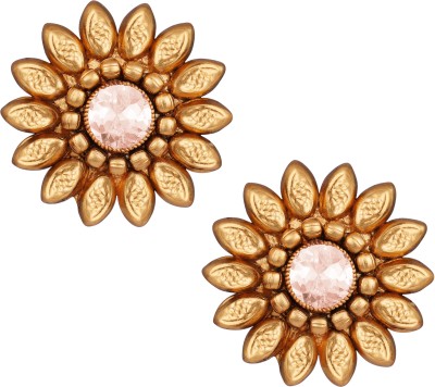 JFL - Jewellery for Less Gold plated Floral LCD Color Stone Studded Fancy Earring for Women and Girls. Cubic Zirconia Copper Stud Earring