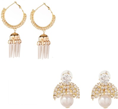 ABIS WORLD Earring Set Combo For Women & Girls | Pack Of 2 | Golden & Rose Gold Brass, Alloy Jhumki Earring, Stud Earring