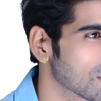 THANU'S CRAFT Gold Plated Piercing Hole Hoop Ear Earring Ring Studs Kan Kaan Ki Bali White Zircon Metal Hoop Earring