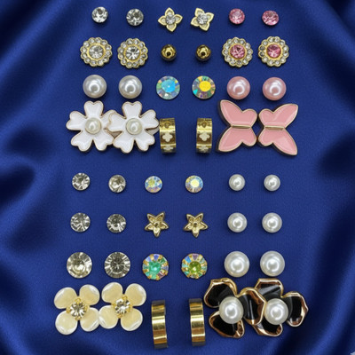 SAMRIDDHI JEWELS 24 Pairs Earring Combo Set For Women And Girls Multi Design Studs Danglers Cubic Zirconia Alloy Stud Earring