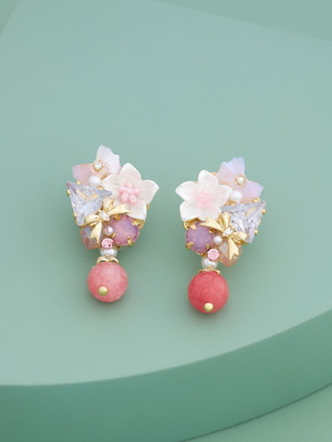 Kushal's Fashion Jewellery Pink Gold-plated Party Zircon Trendy Stud Earring Zircon Copper Stud Earring