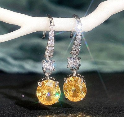 AKISON JEWELS Imported AD Stone Silver Needle Earrings For Women Girls Party Fashion Earring Cubic Zirconia, Diamond, Crystal Alloy Earring Set, Drops & Danglers
