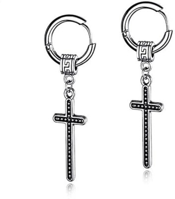 TRINETRI TRINETRI Cross Jesus surgical Stainless Steel Hoop Earring For Alloy, Stainless Steel Cuff Earring, Huggie Earring